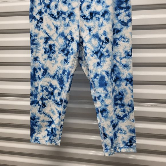 Core IO Women's Athletic Leggings, Blue/ White Watercolor, Large - Picture 5 of 8